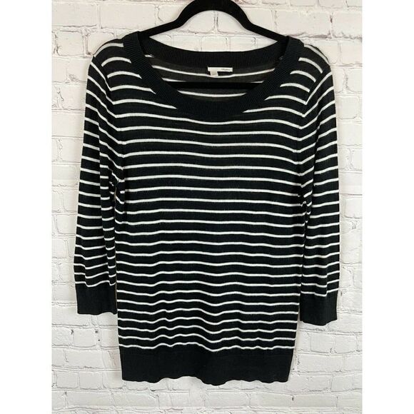 HALOGEN Nordstrom set of 2 violet white black striped front knot pullover top M - Picture 7 of 12